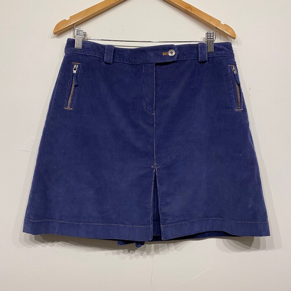 Brooks Brother Vintage Blue Corduroy Retro Dark Academia Mini Skirt Size 8